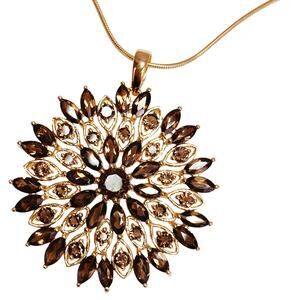 Smoky Quartz Gemstone Pendant Vermeil Sterling Silver 18" Necklace 925 Jewelry